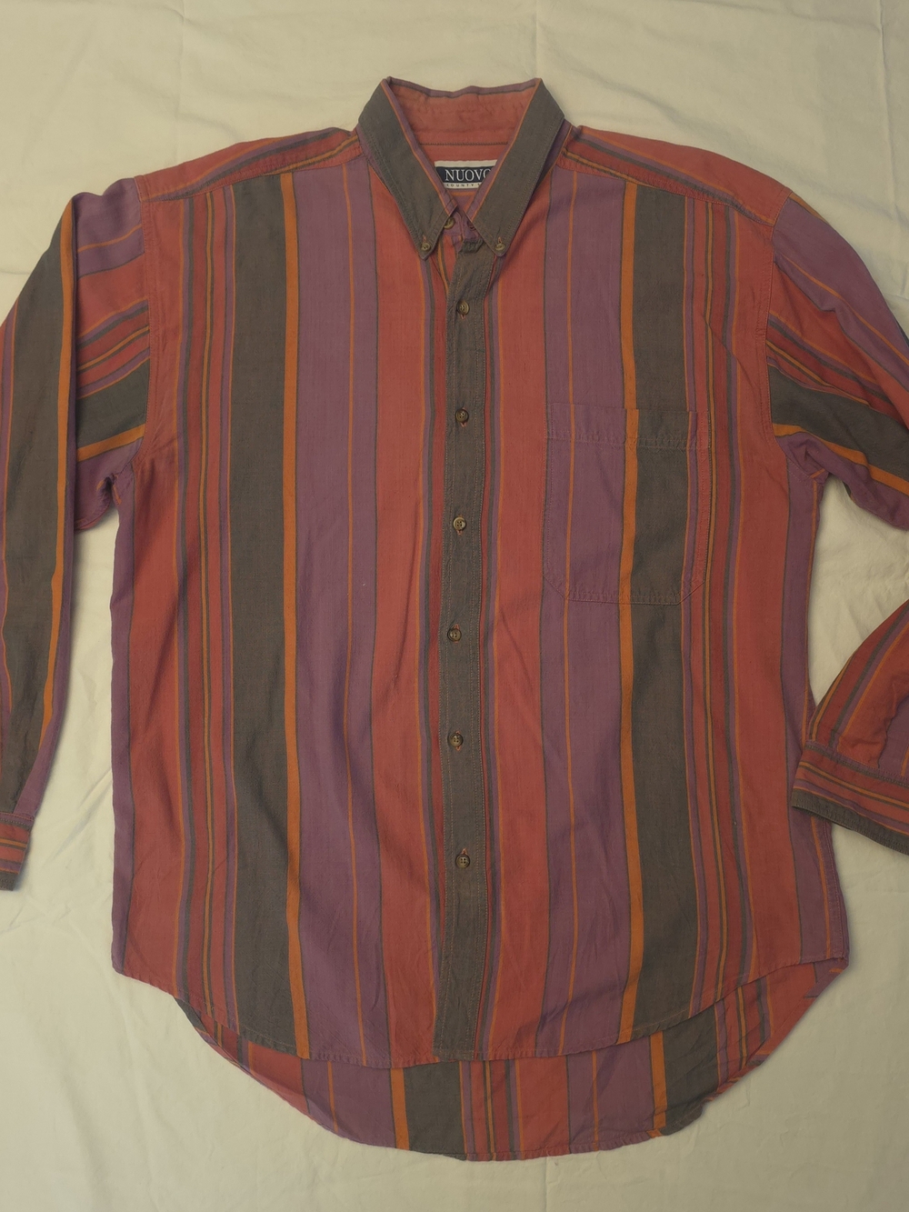 Vintage 90s Nuovo County Seat XL Striped 100% Cotton Shirt